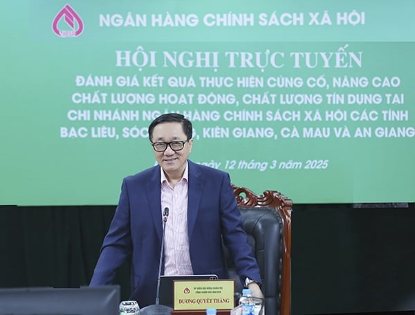 Tổng Giám đốc NHCSXH Dương Quyết Thắng phát biểu chỉ đạo hội nghị