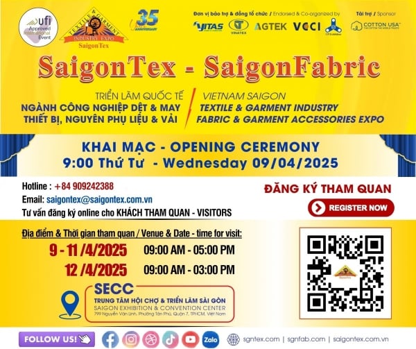 SaigonTex - SaigonFabric 2025 국제 섬유 전시회가 곧 열립니다.