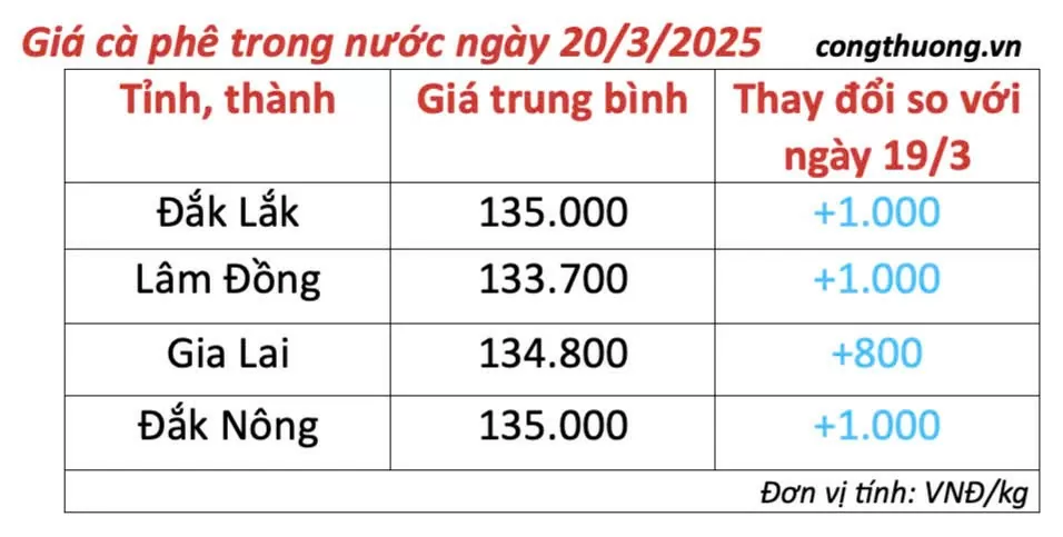 Dự báo giá cà phê ngày mai 21/3/2025 xu hướng tăng