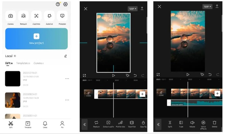 How to extract audio from video on phone using Capcut.