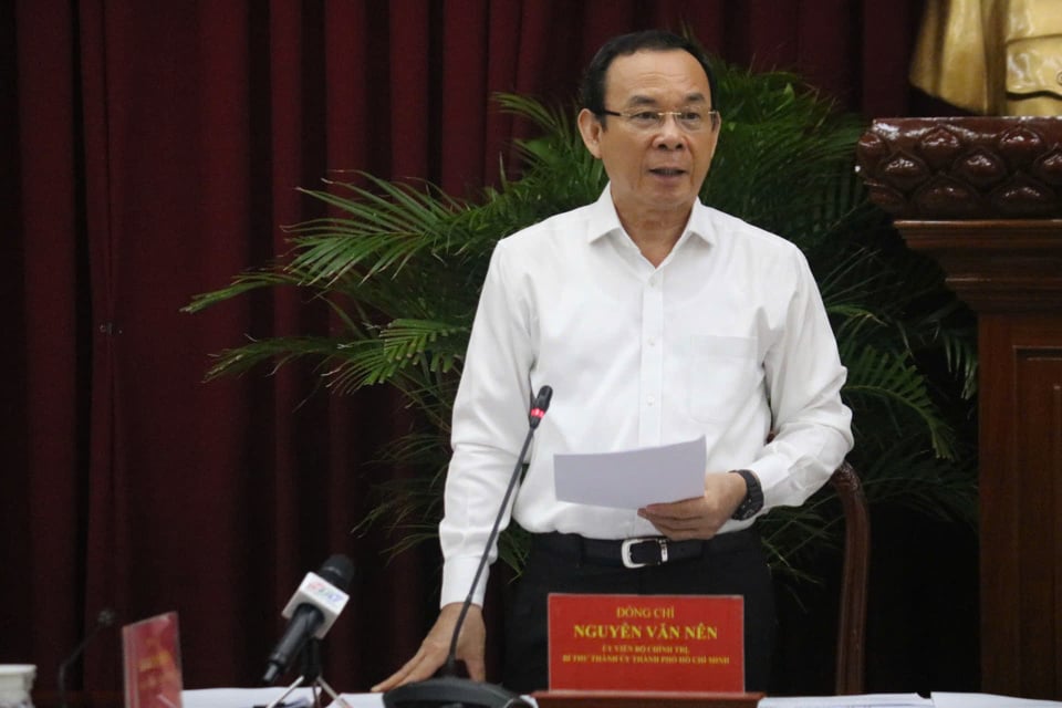 Member of the Politburo, Secretary of the Ho Chi Minh City Party Committee Nguyen Van Nen, Head of the Inspection Delegation, spoke at the conference.