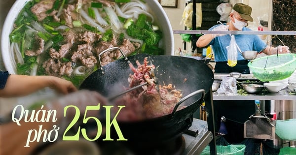 Una tienda de fideos con carne en Hanoi ha mantenido el precio en 25.000 VND durante muchos años, vendiendo 400 tazones cada mañana.