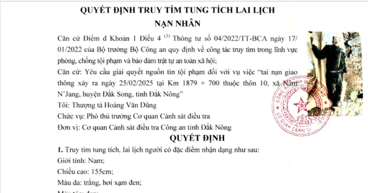 Truy tìm tung tích, lai lịch nạn nhân tai nạn giao thông