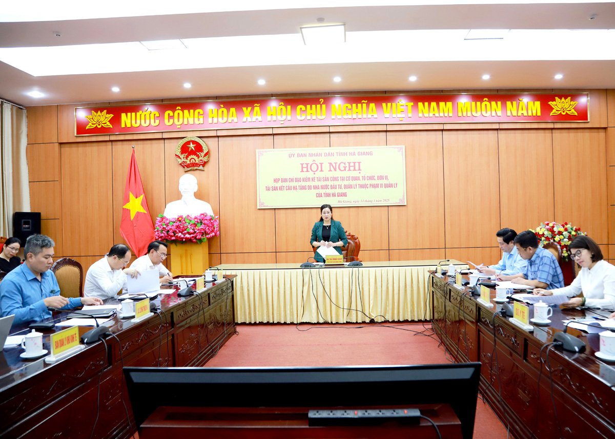 Vice Chairwoman of the Provincial People's Committee Ha Thi Minh Hanh spoke at the meeting.