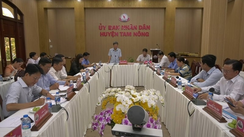 La delegación de trabajo del Comité Permanente del Comité del Partido Provincial de Dong Thap trabajó en el distrito de Tam Nong.