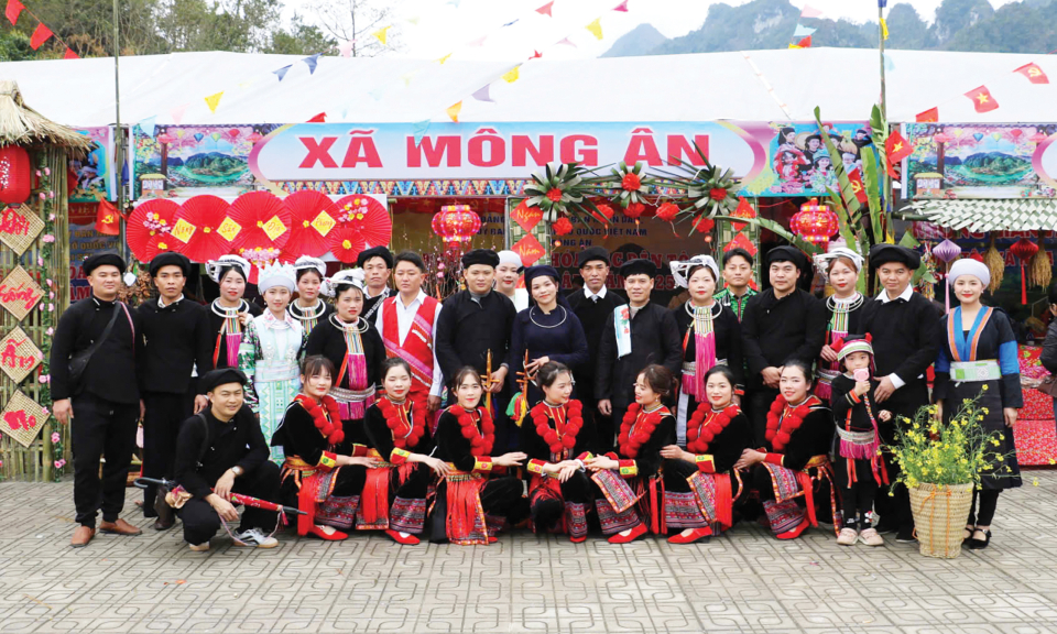 Young people in traditional cultural costumes