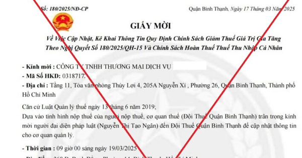 Đội Thuế quận Bình Thạnh cảnh báo giả mạo giấy mời để lừa đảo