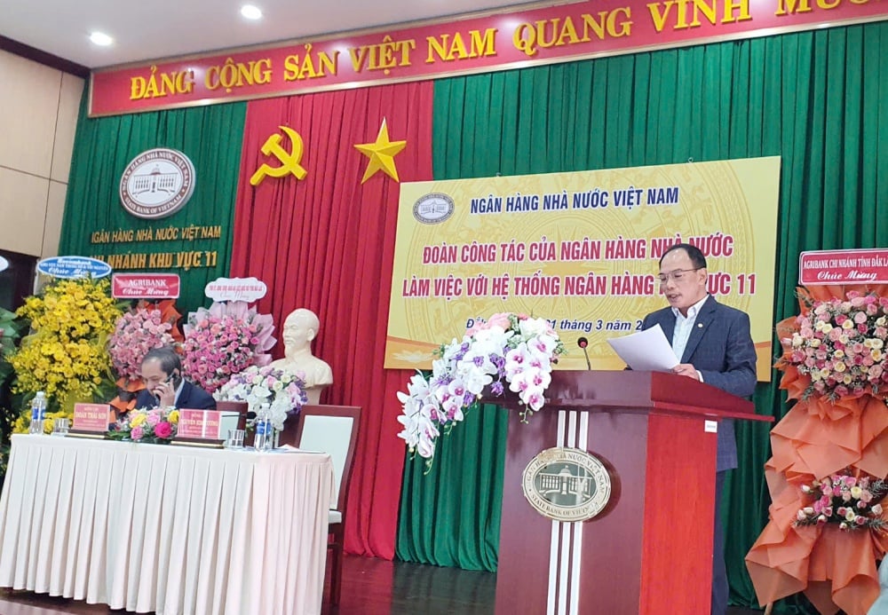 Phó Thống đốc NHNN Đoàn Thái Sơn làm việc với hệ thống ngân hàng Khu vực 11