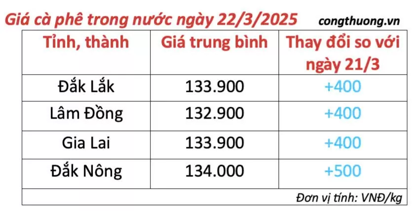 Dự báo giá cà phê ngày mai 23/3/2025 thị trường tăng nhẹ