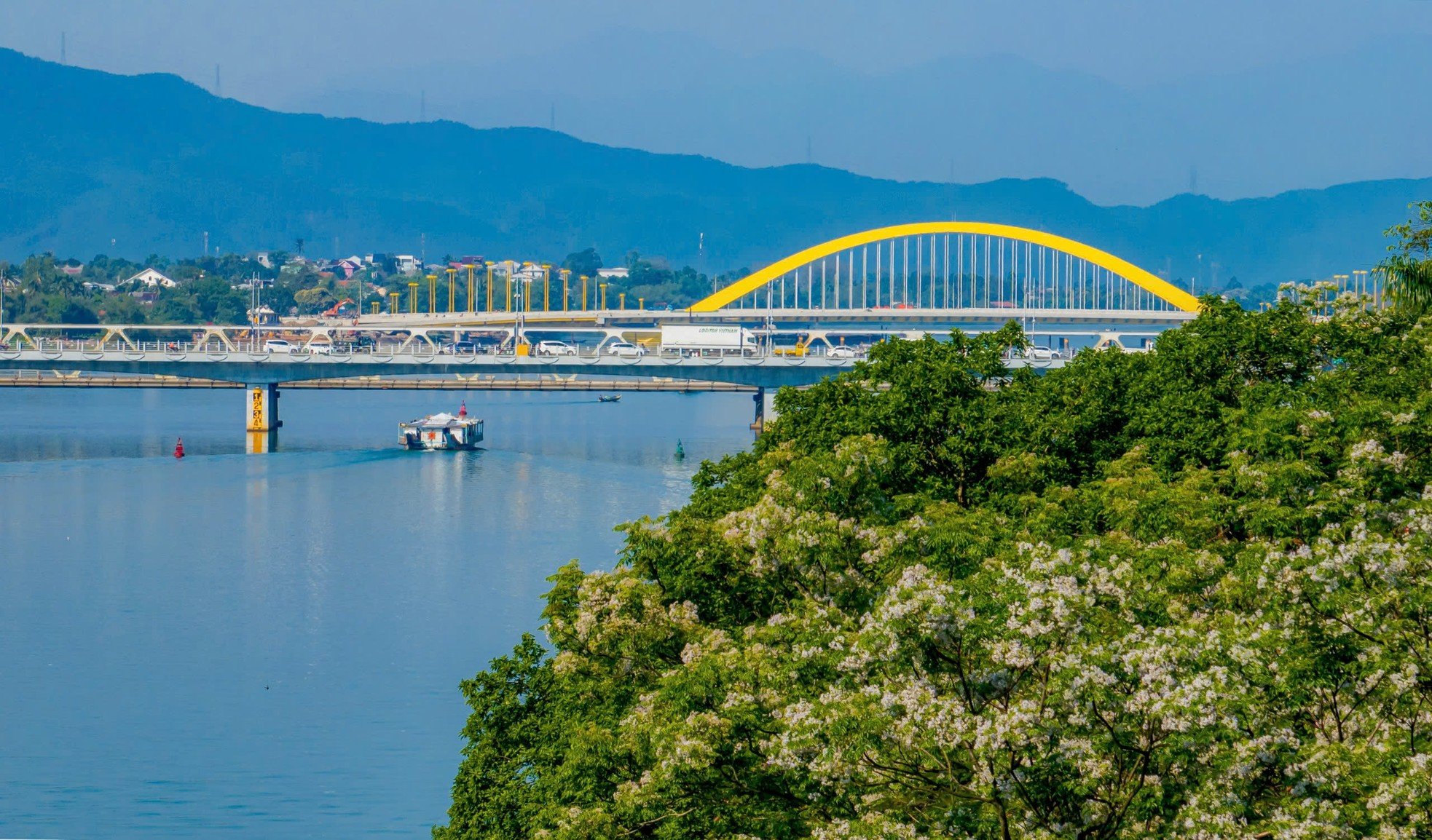 Unique 'royal golden parasol' on the billion-dollar bridge over the Perfume River photo 4