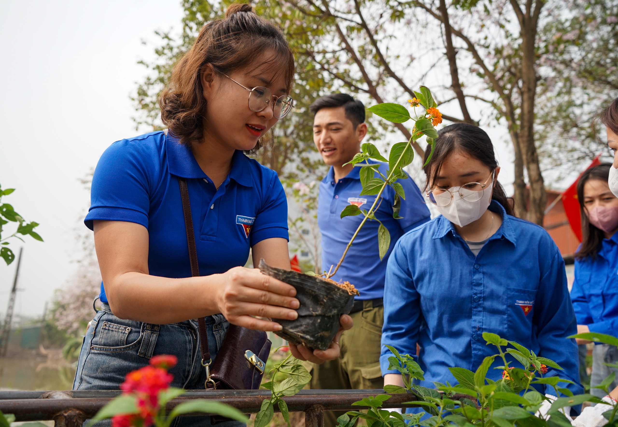 Ngày 'đoàn viên', bạn trẻ Hà Nội làm đẹp đường phố - Ảnh 3.