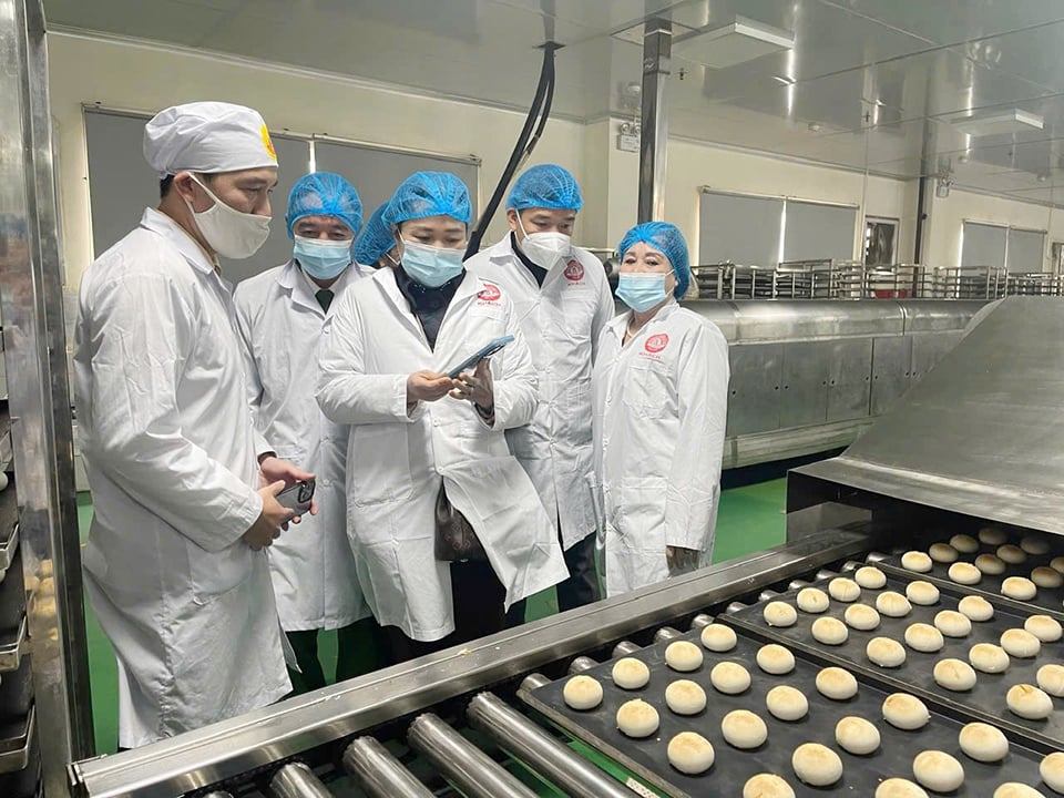 El equipo de inspección interdisciplinario No. 4 del Comité Directivo Interdisciplinario Central sobre Seguridad Alimentaria inspeccionó la seguridad alimentaria en Bao Minh Confectionery Joint Stock Company (Parque Industrial Thang Long, Distrito Bac Tu Liem) con motivo del Tet y el Festival de Primavera de 2025.