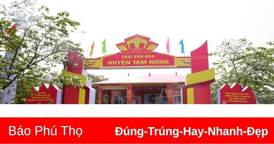 Lắp đặt trại văn hóa dịp Giỗ Tổ Hùng Vương năm 2025