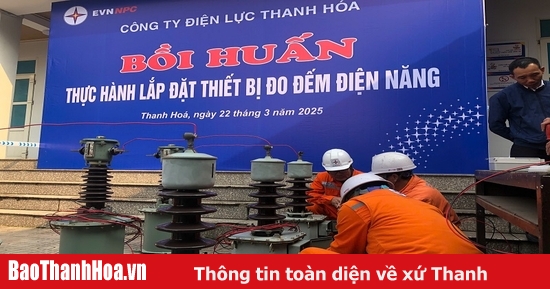 Thanh Hoa PC provides training on hanging and dismantling medium and low voltage power metering systems