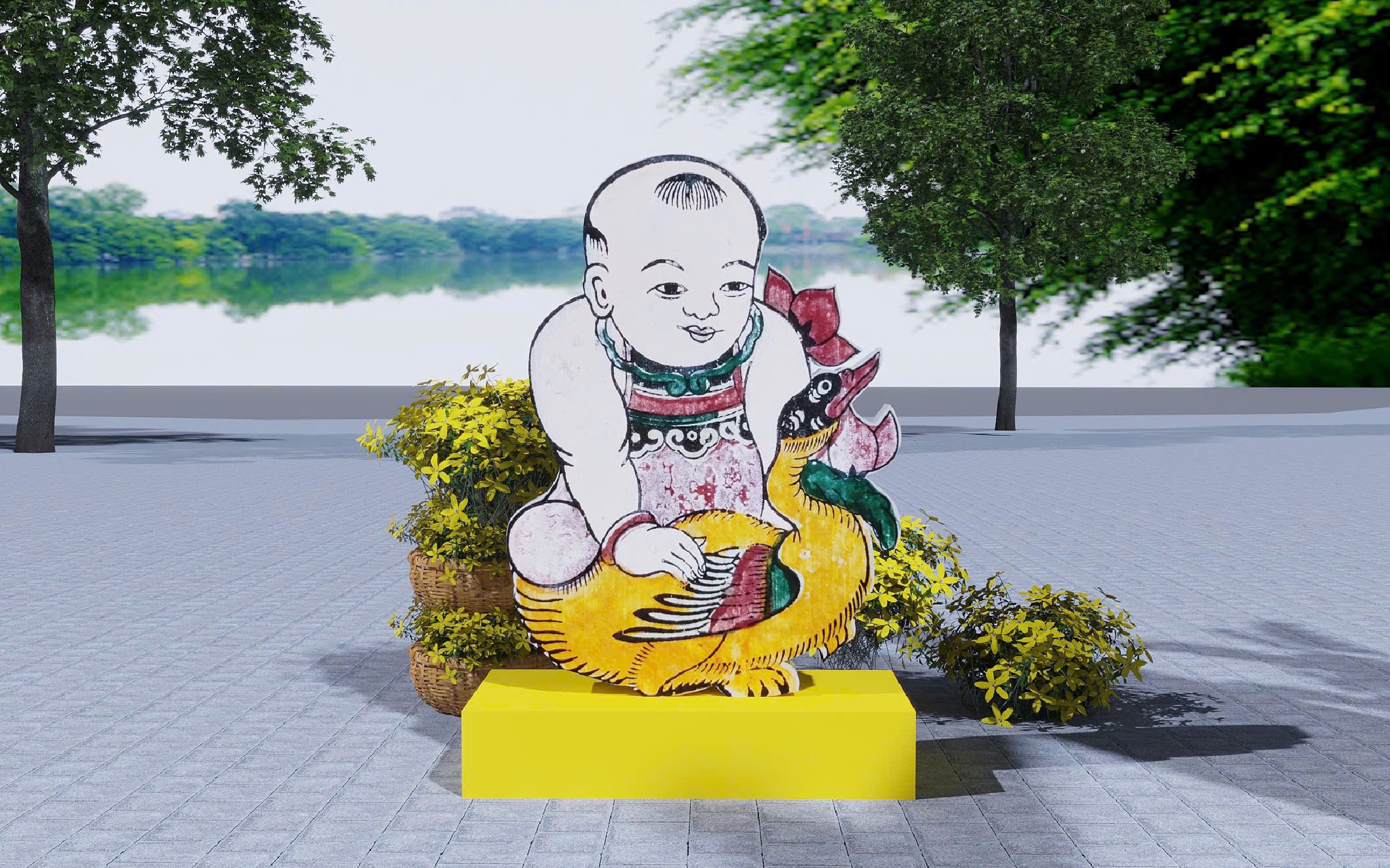 Tranh Đông Hồ rực rỡ sắc đỏ, xanh, vàng đặc trưng, mộc mạc nhưng bền bỉ với thời gian - Ảnh 2.