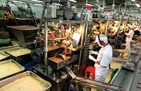 Image of sausage production at Vissan factory