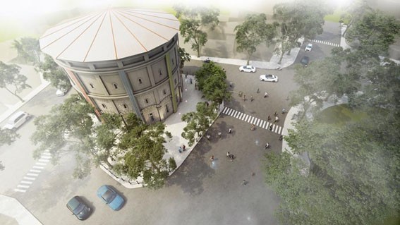 Hang Dau Water Tower creates surprise at Hanoi Creative Design Festival. (Photo: Organizing Committee)