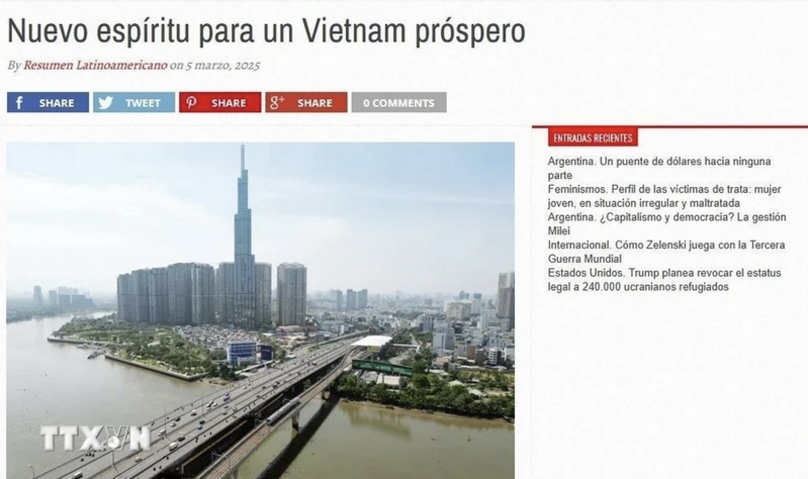 Medios argentinos elogian esfuerzos de innovación de Vietnam