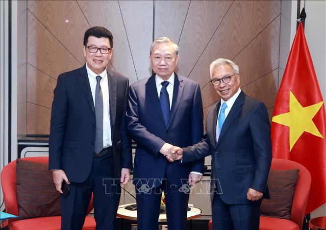 General Secretary To Lam receives Mr. Budiarsa Sastrawinata (right), CEO of Ciputra Group of Indonesia. Photo: Thong Nhat/VNA