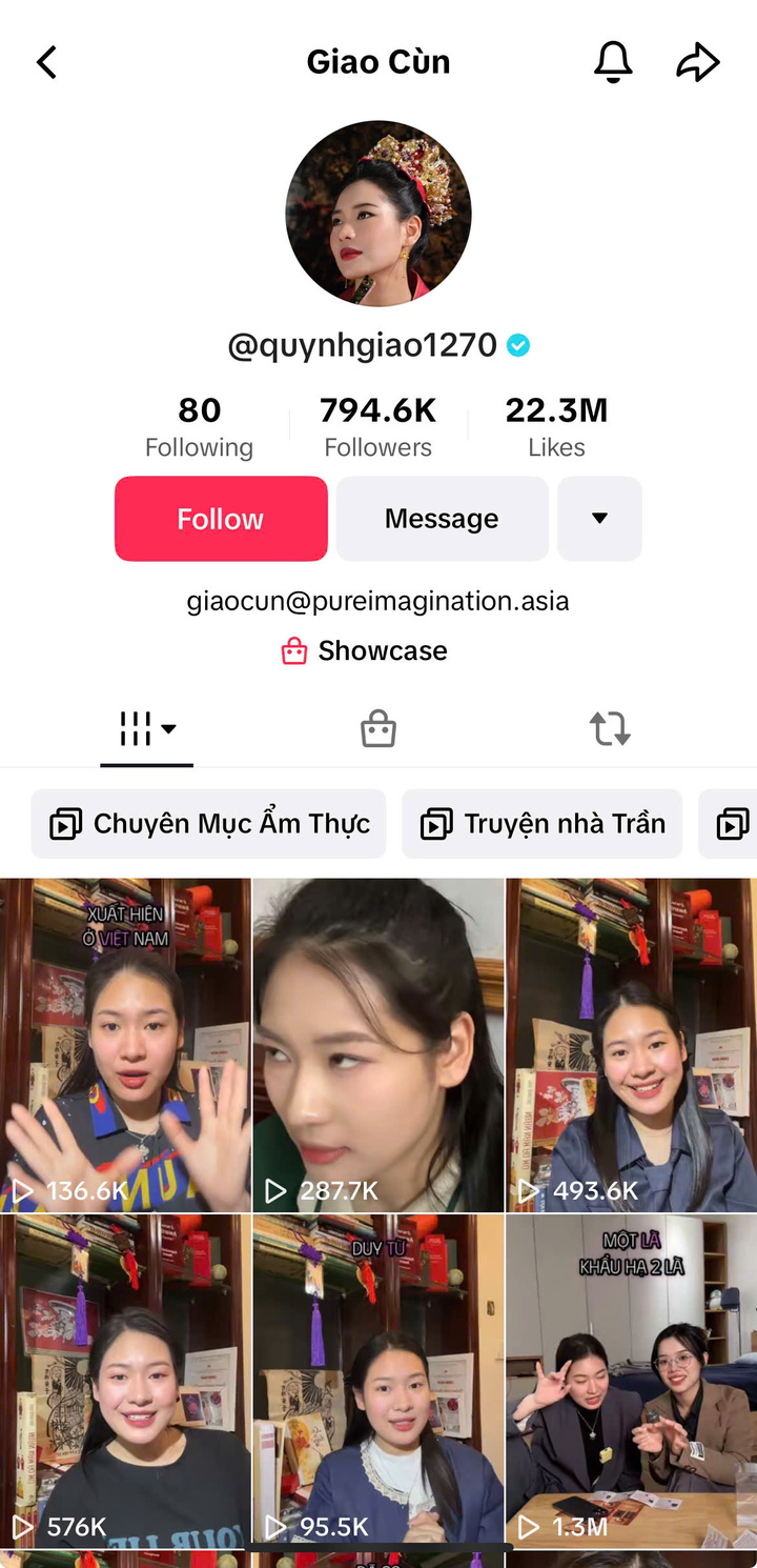La creadora de contenido Ngo Thi Quynh Giao (Giao Cun) publica contenido sobre cultura e historia que atrae a muchos jóvenes. (Foto: PV)