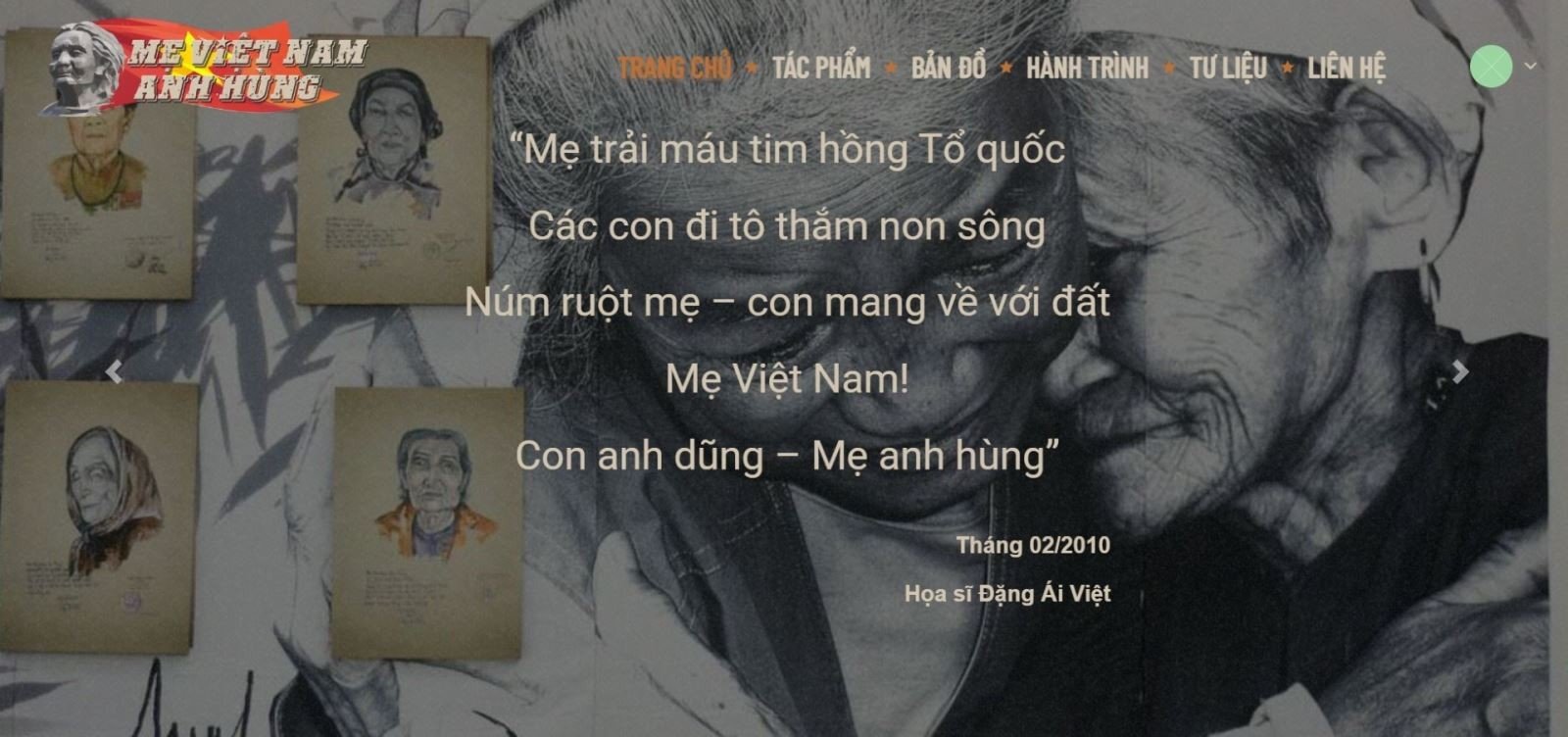 Giao diện website “Chân dung Mẹ Việt Nam Anh hùng”.