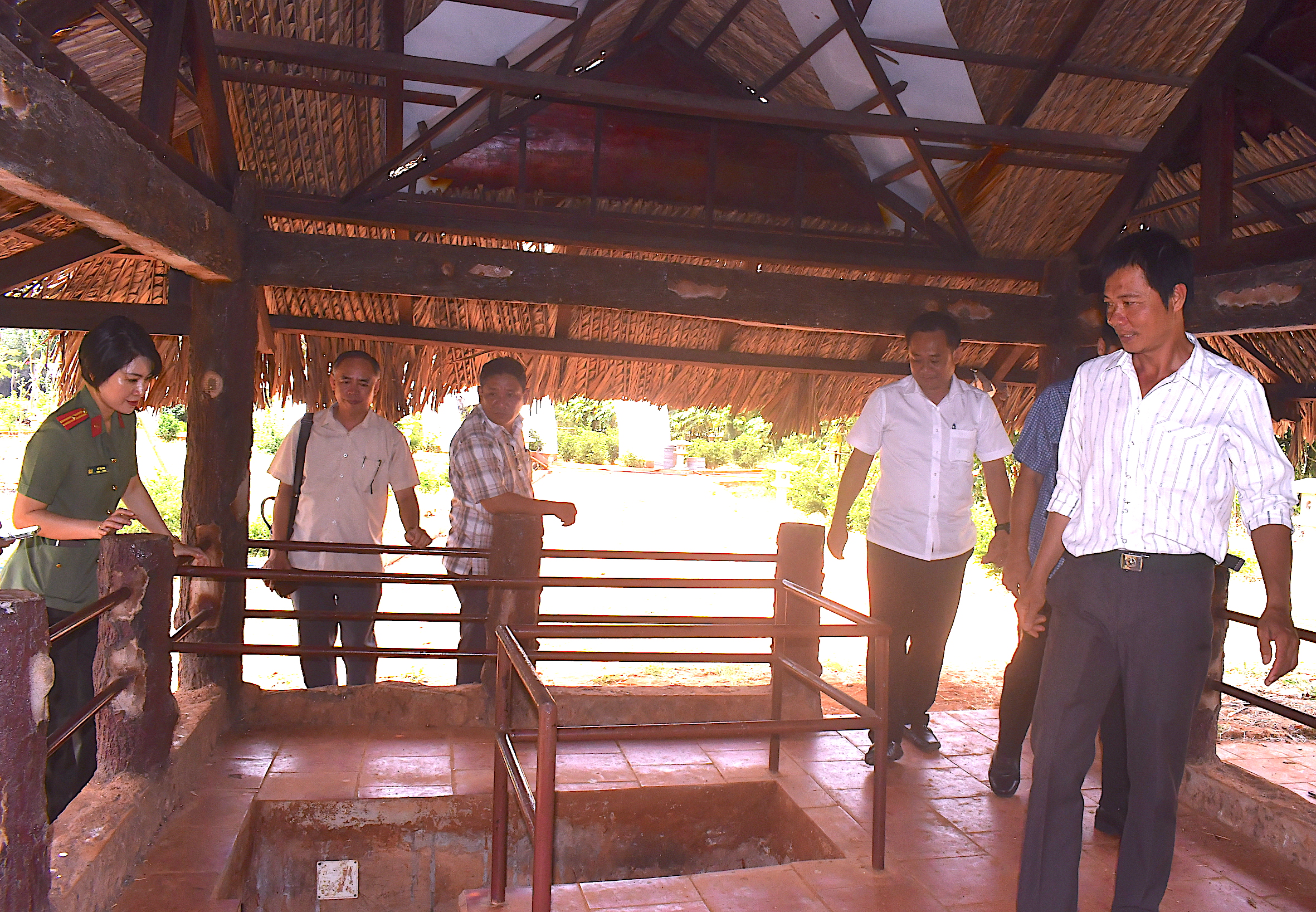 Survey team at the national relic Long Phuoc tunnels.