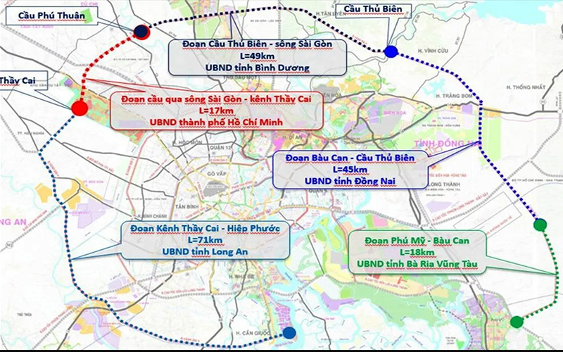 Carte routière de la Ring Road 4, Ho Chi Minh-Ville.