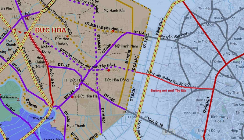 Carte de la nouvelle route du Nord-Ouest à travers Ho Chi Minh-Ville - Source : Département des Transports et des Travaux Publics.