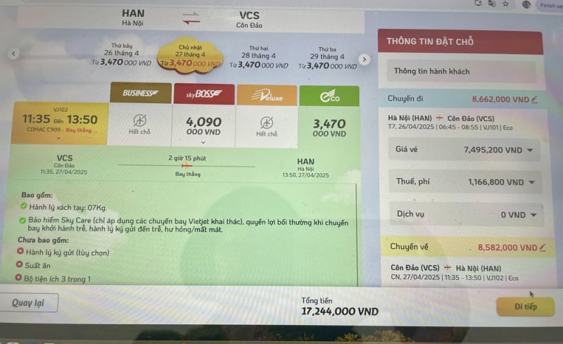 Đường bay Hà Nội - Côn Đảo vừa mở bán đã “cháy” vé -0