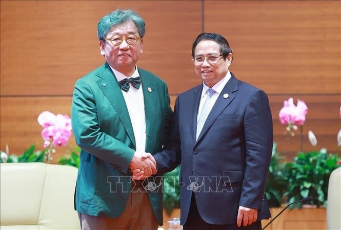 Thủ tướng Phạm Minh Chính tiếp Tổng Giám đốc Viện Tăng trưởng xanh toàn cầu (GGGI) Sang-Hyup Kim. Ảnh: Dương Giang/TTXVN