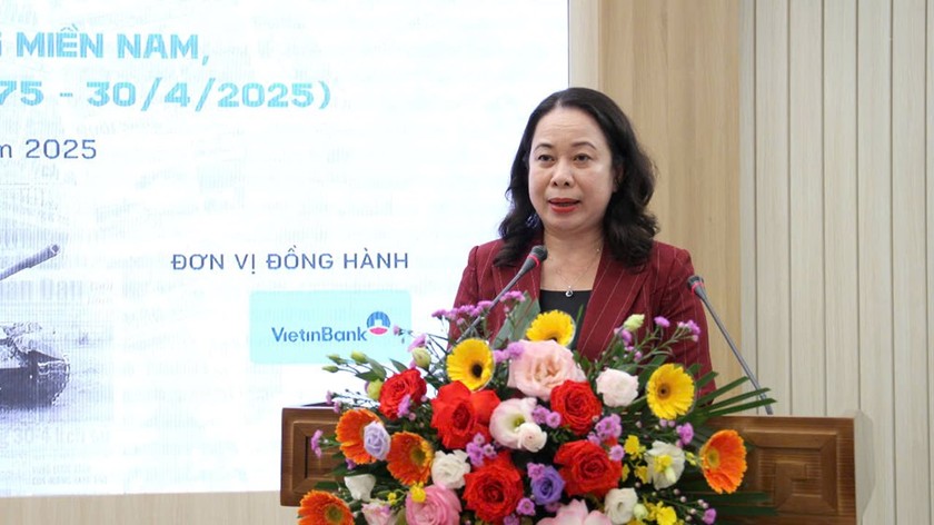 Đồng chí Võ Thị Ánh Xuân - Ủy viên Trung ương Đảng, Phó Chủ tịch nước phát biểu tại sự kiện. (Ảnh Thế Đạt)