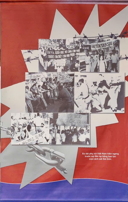 Vietnamesische Frauen-Ao-Dai leisten Widerstand gegen die gewaltsame Unterdrückung der Saigoner Polizei. (Foto im Artikel: Archivfoto im Hanoi Museum)