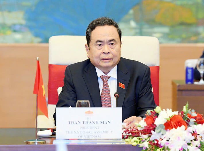 Chủ tịch Quốc hội Trần Thanh Mẫn phát biểu tại hội kiến. Ảnh: Lâm Hiển