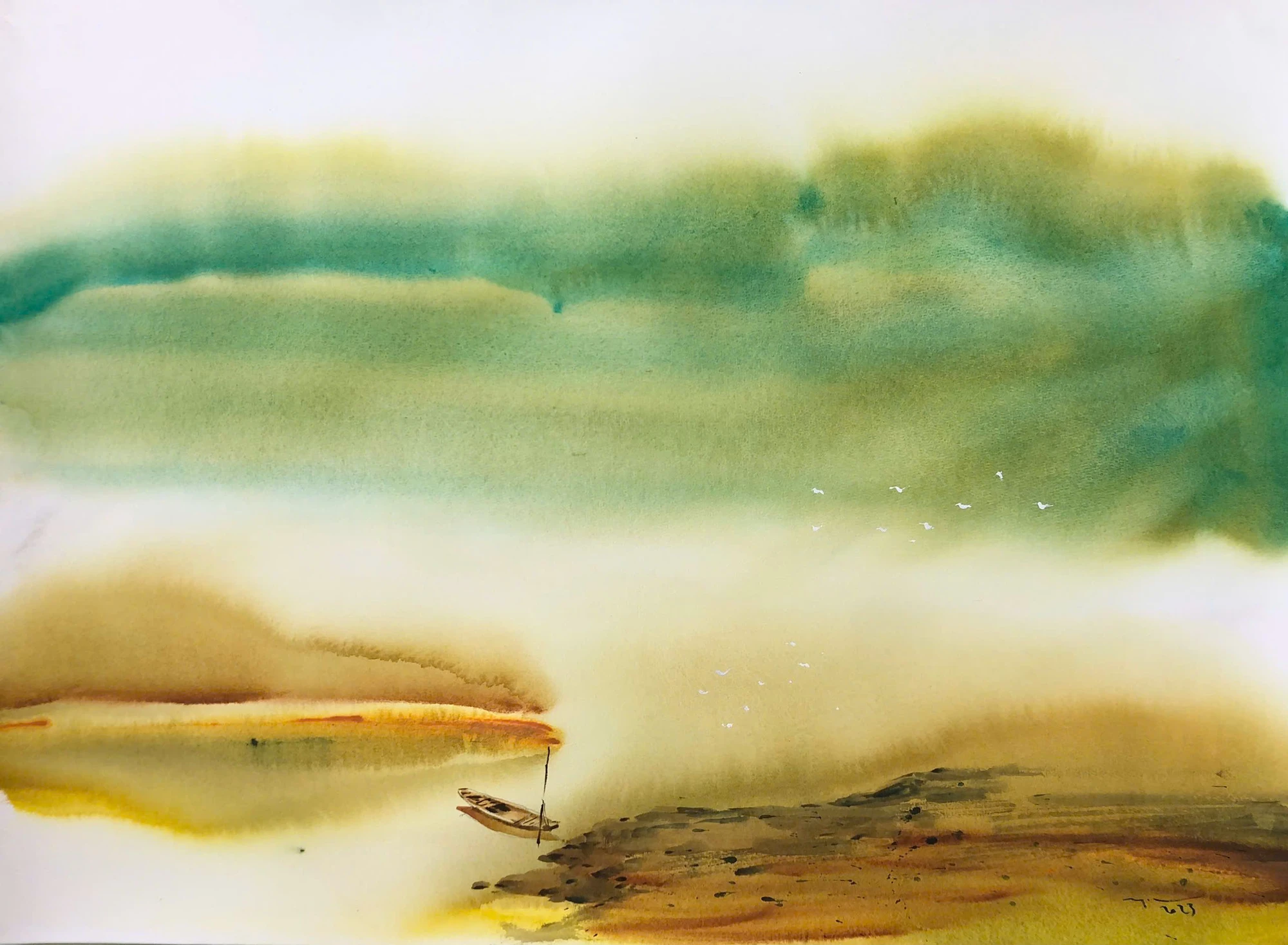 Pintura en acuarela de paisaje y naturaleza para dar la bienvenida a la primavera foto 5
