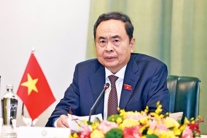 Chủ tịch Quốc hội Trần Thanh Mẫn phát biểu tại cuộc tiếp. Ảnh: Doãn Tấn - TTXVN