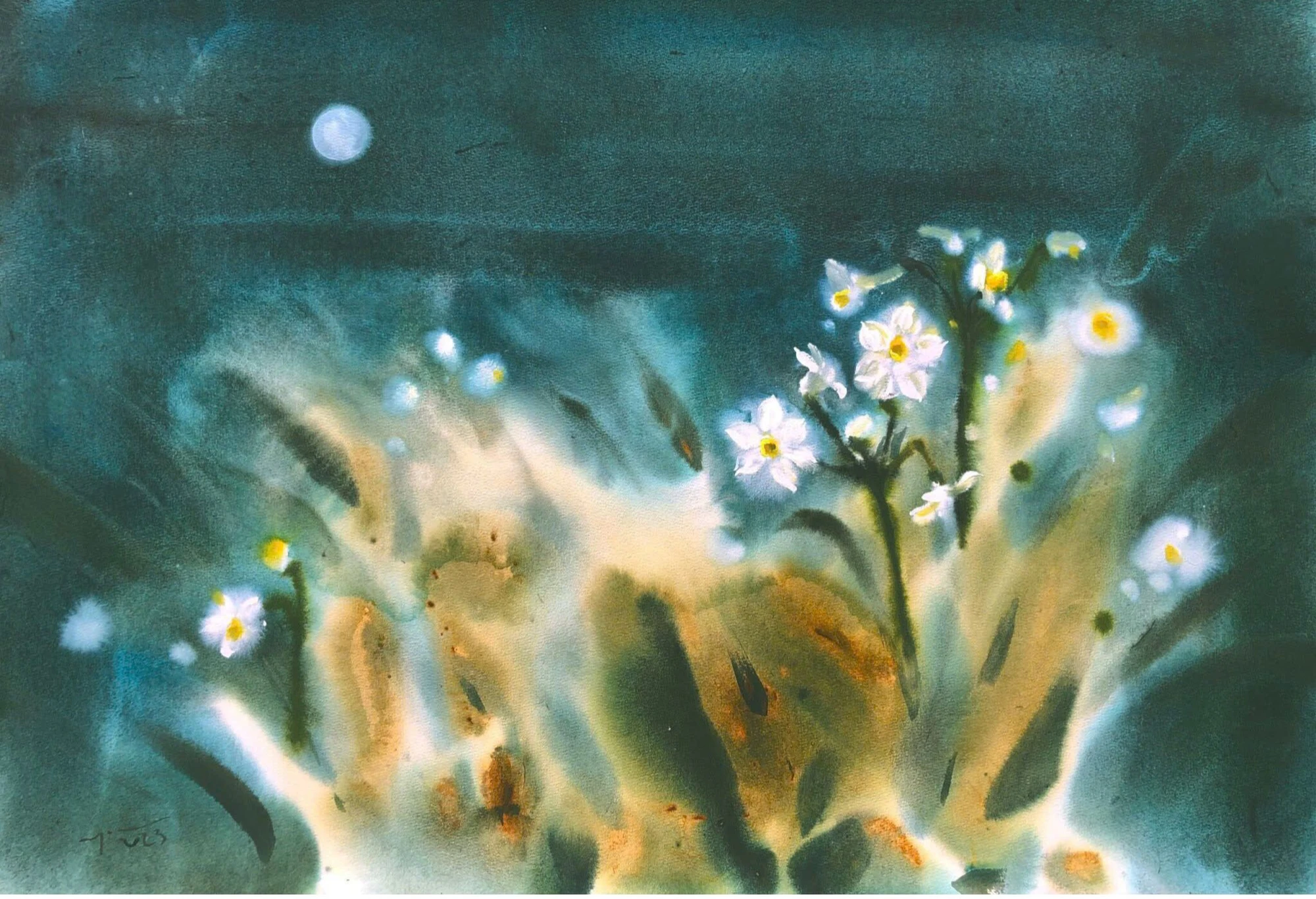 Pintura en acuarela de paisaje y naturaleza para dar la bienvenida a la primavera foto 1