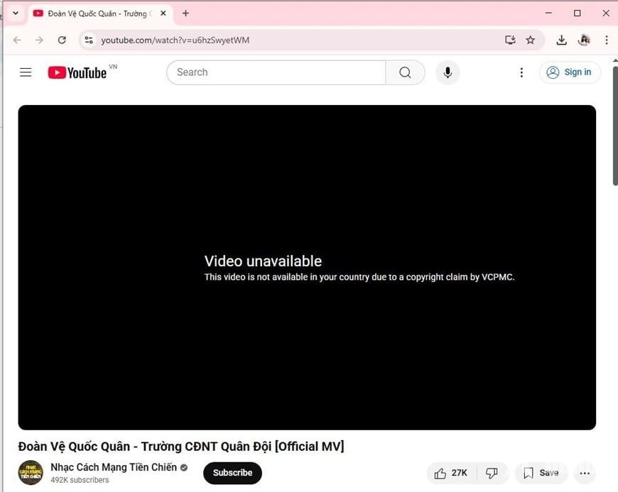  Tác phẩm “Đoàn vệ quốc quân” trên YouTube đã bị chặn, không thể xem.