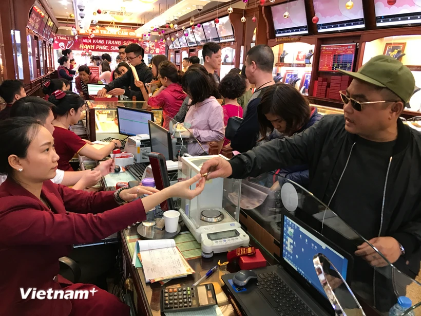 A gold transaction point in Hanoi. (Photo: Duc Duy/Vietnam+)