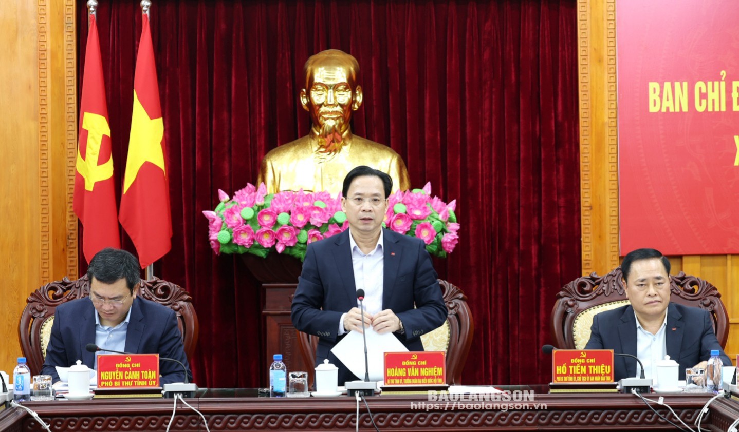Comrade Hoang Van Nghiem, Provincial Party Secretary, Head of the Provincial National Assembly Delegation, Head of the Steering Committee gave a speech at the conference.