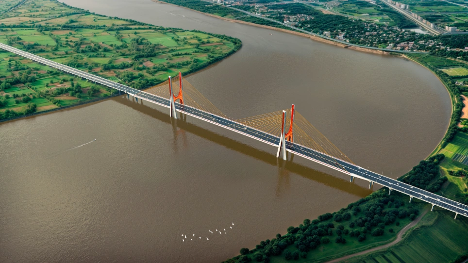 Mô hình phương án đạt giải nhất cuộc thi kiến trúc cầu Ngọc Hồi do Thành phố Hà Nội công bố. Ảnh: Sở Quy hoạch Kiến trúc