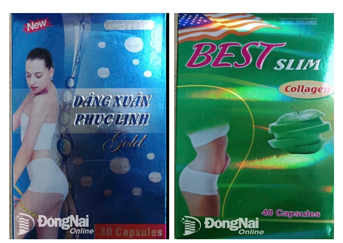 Bao bì sản phẩm thực phẩm bảo vệ sức khỏe Dáng xuân Phục linh Gold và bao bì sản phẩm Best Slim Collagen
