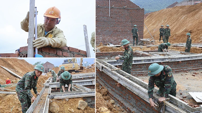 [Photo] Soldiers and workers help people build houses photo 4