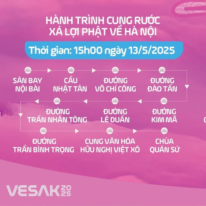 Lịch trình cung rước xá lợi Phật về Hà Nội. (Ảnh: BTC)