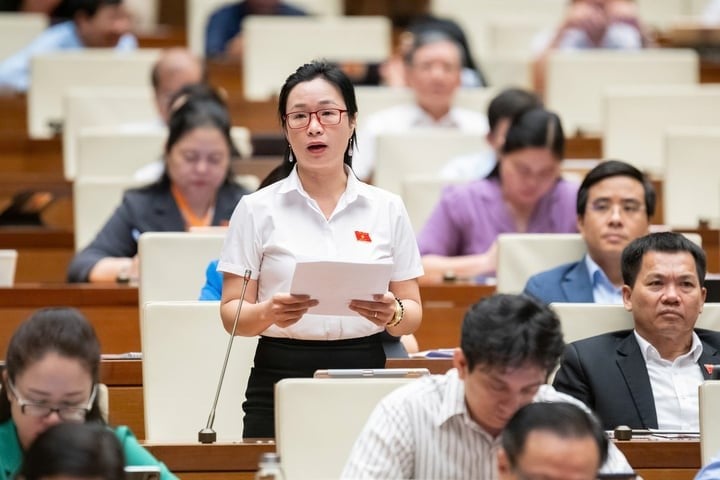 Đại biểu Trần Thị Thu Hằng phát biểu sáng nay. (Ảnh: Quochoi.vn)