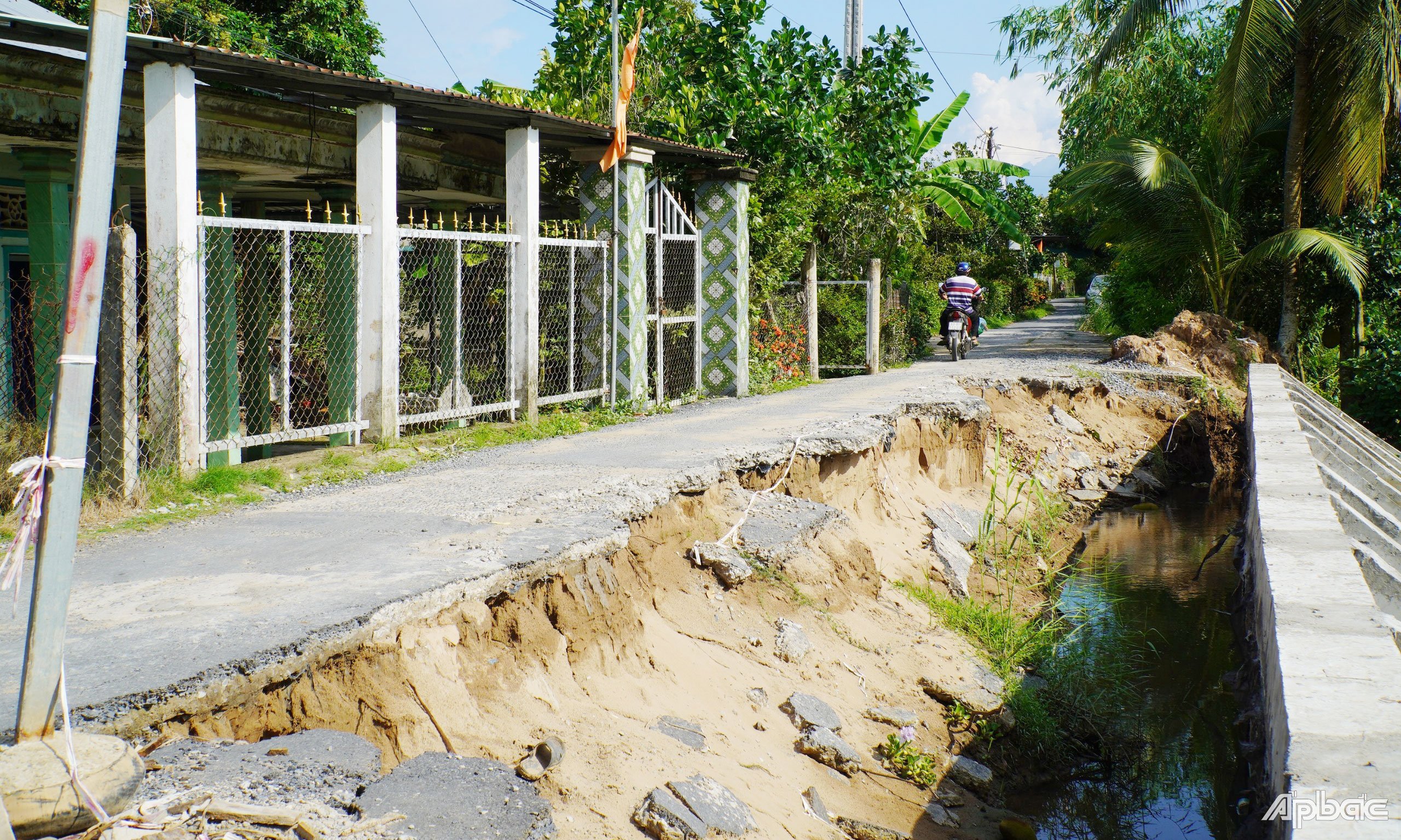 Bờ sông Cái Lân xảy ra nhiều vị trí sạt lở.