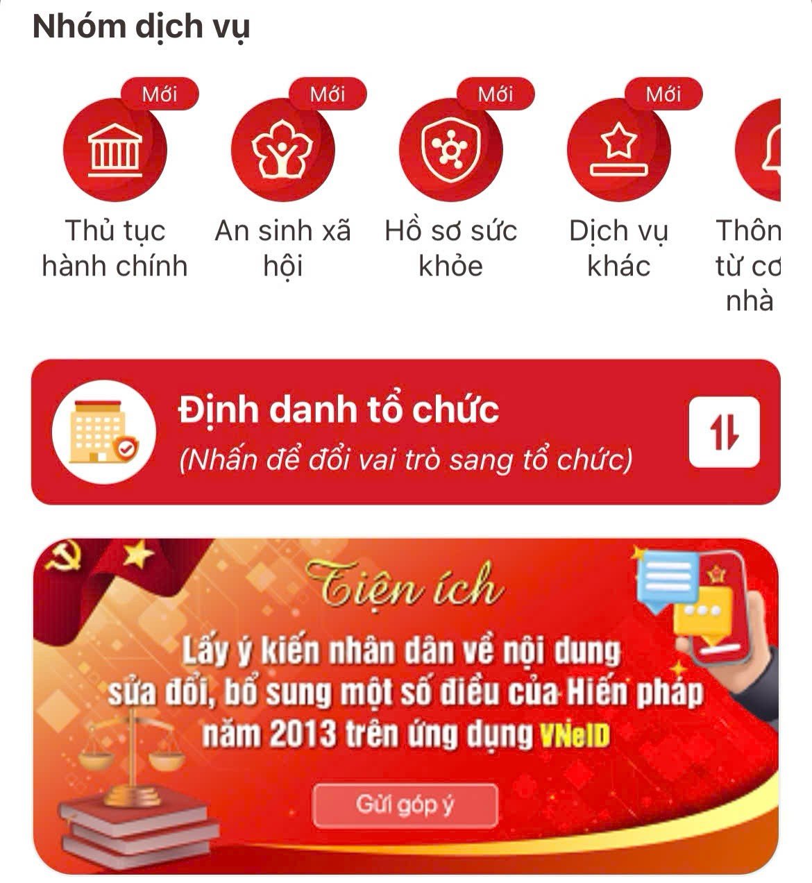 Hướng dẫn góp ý sửa đổi, bổ sung một số điều của Hiến pháp trên VNeID