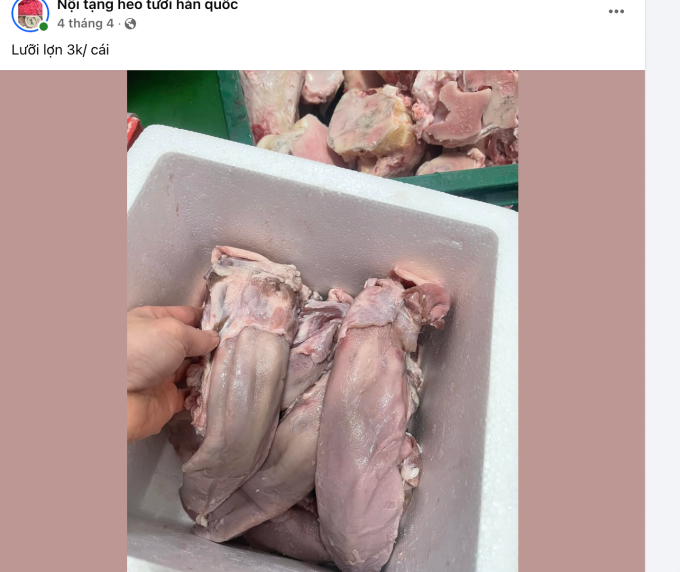 Lưỡi lợn không đầu có giá siêu rẻ. Ảnh chụp màn hình