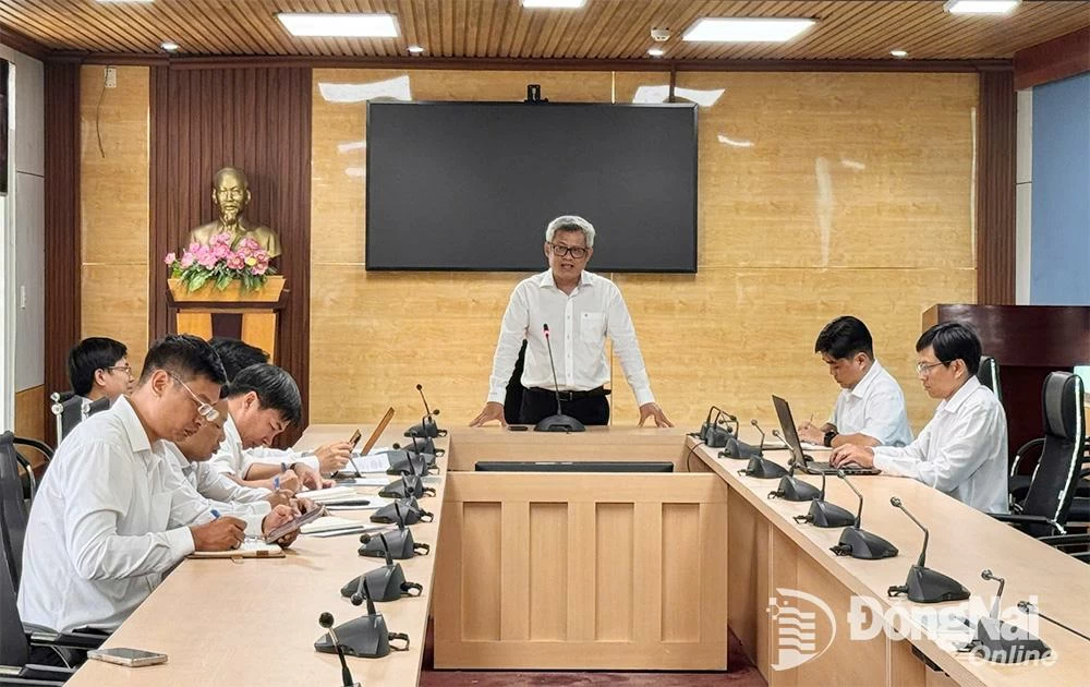 Giám đốc Sở Khoa học và công nghệ Đồng Nai Tạ Quang Trường phát biểu tại buổi làm việc. Ảnh: Hải Quân