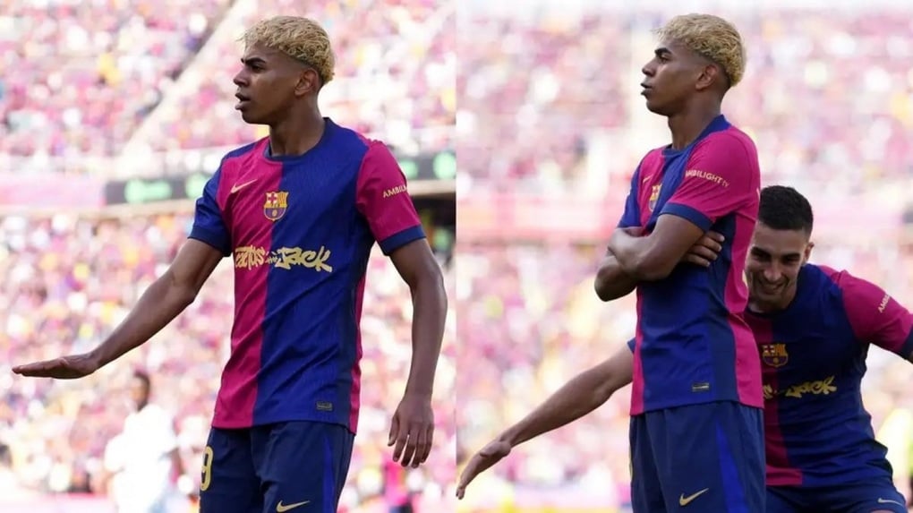 Lamine Yamal gây sốt khi ăn mừng chế giễu C.Ronaldo và Mbappe - 1