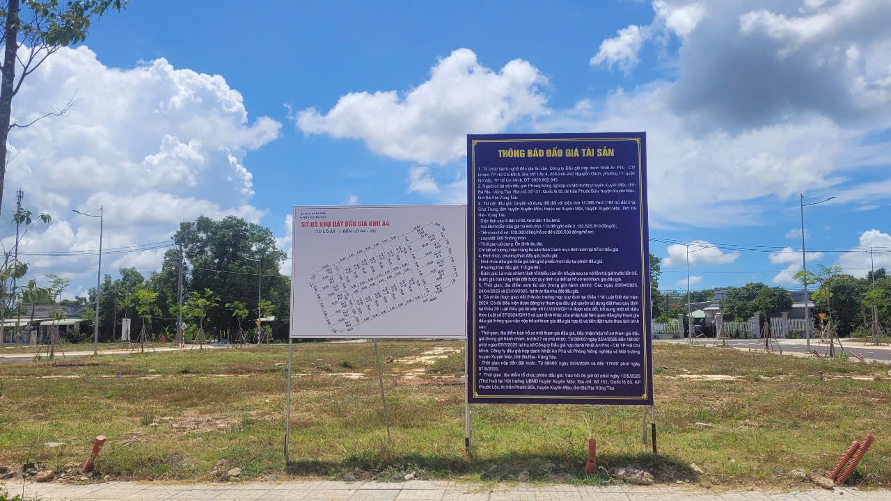 Vị trí các lô đất ở Xuyên Mộc bán đấu giá.